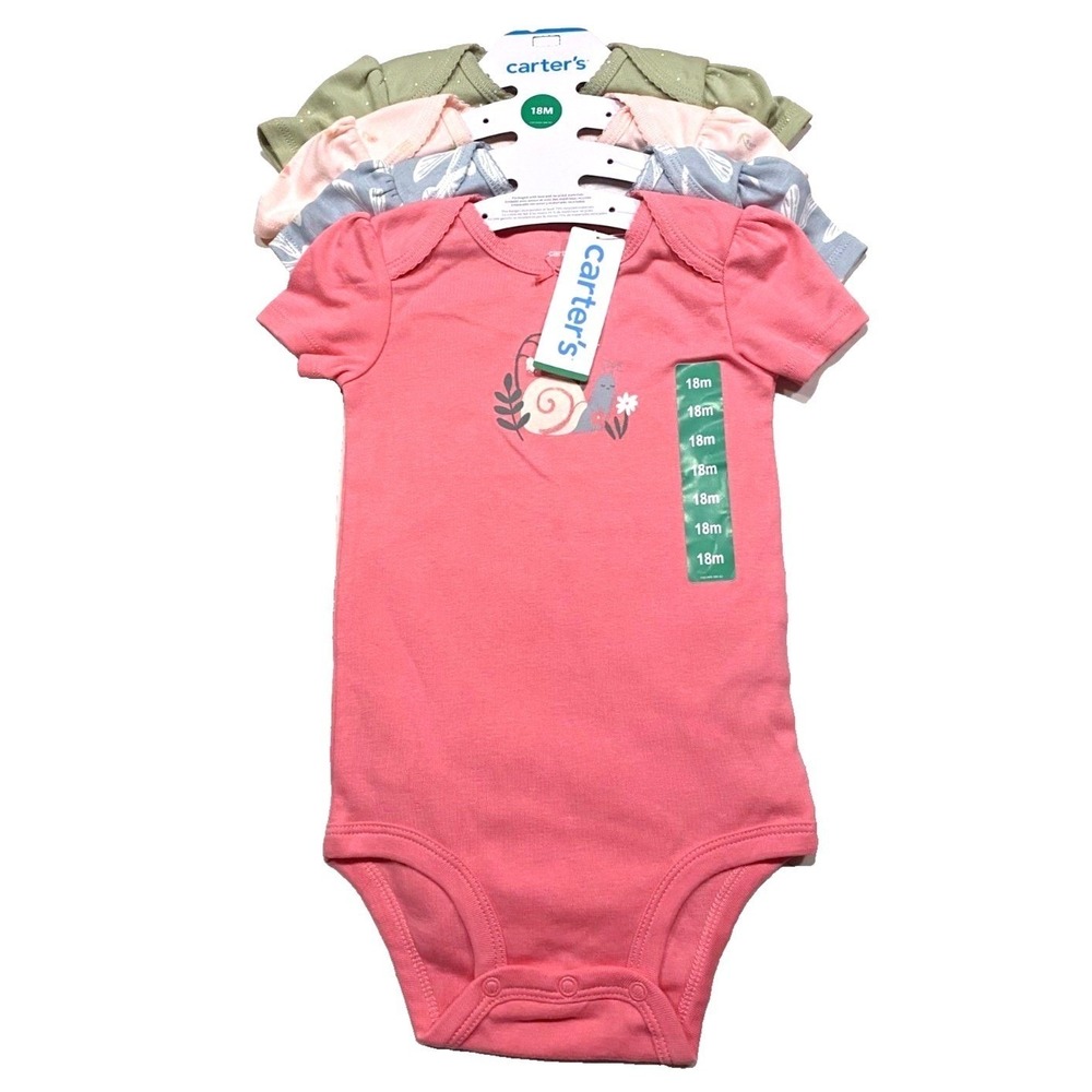 Carter's Baby Girl 4-pack Body Suit Pink, Blue,‎ Green 18M New with Tags!